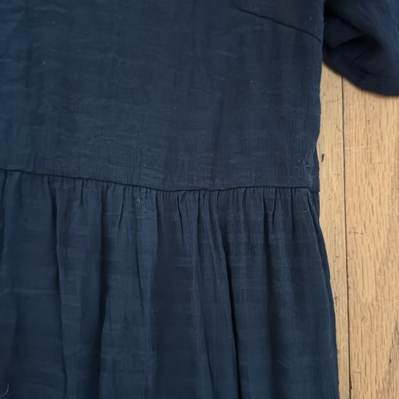 SHEIN | Navy Maxi Dress | Ruffle Sleeves/Hem | Textured | size L - Picture 3 of 6